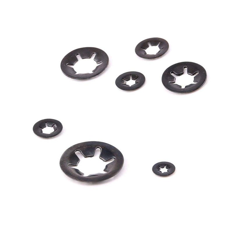SpzcdZa 260pcs 7 Size Internal Tooth Starlock Washers Locking Washer Assortment Kit, Push On Speed Clips Fasteners Assortment Kit,Quick Speed Locking Washers,Black Oxide Finish65Mn Black Oxide Finish - Image 4
